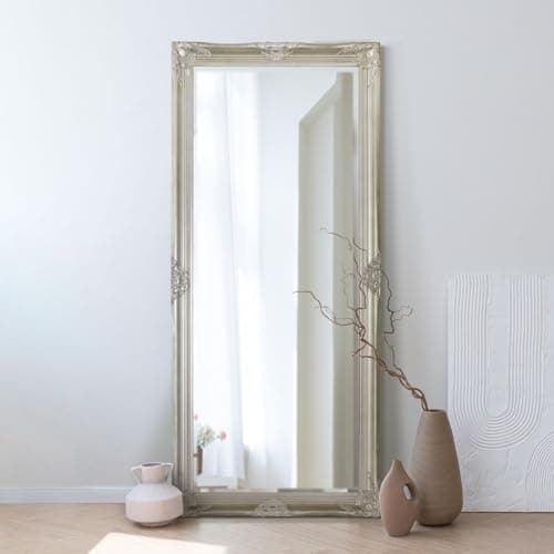 Image of MirrorOutlet Large Silver Antique Shabby Chic Ornate Wall Mirror 5Ft6 X 2Ft6, 168cm X 76cm,XY050