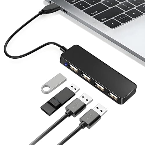 Image of USB Hub, Multi function USB Expander 2.0 4-Port USB Hub Ultra Slim Portable USB Port Splitter for iMac, Desktop, MacBook Air, Mac Mini, Notebook PC, Laptop, Printer, PC, Keyboards, Flash Drives