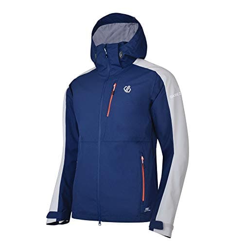 Image of Dare 2b Men Diluent Waterproof and Breathable Detachable Hood Ventilated Hiking Shell Jacket - Clearwater Blue/Argent Grey, Large