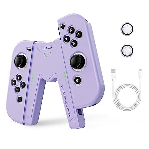 Image of JINGDU Joy Con Charging Grip Handle for Nintendo Switch/OLED, Joycon Controller Charging Grip with Indicators, High Speed Charge While Play, Purple