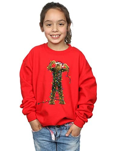 Image of Star Wars Girls Chewbacca Christmas Lights Sweatshirt 7-8 Years Red