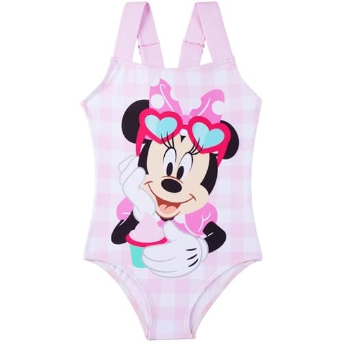 Image of Disney Minnie Mouse Girls Swimming Costume 2-6 Yrs, One Piece Swimsuit, Adjustable Toddlers Swimwear, Beach Pool Bathing Suit (2-3 Years, Pink/Multi Minnie)
