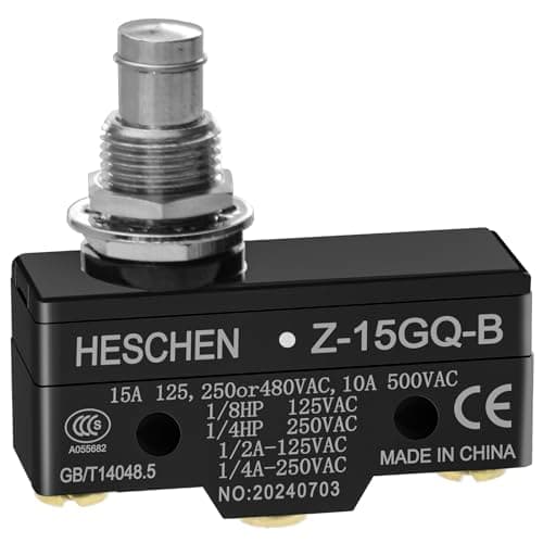 Image of Heschen General Purpose Micro Switch Z-15GQ-B, Panel Mount Plunger, Medium OP, 3 Screw Terminal, 15A Rated Current