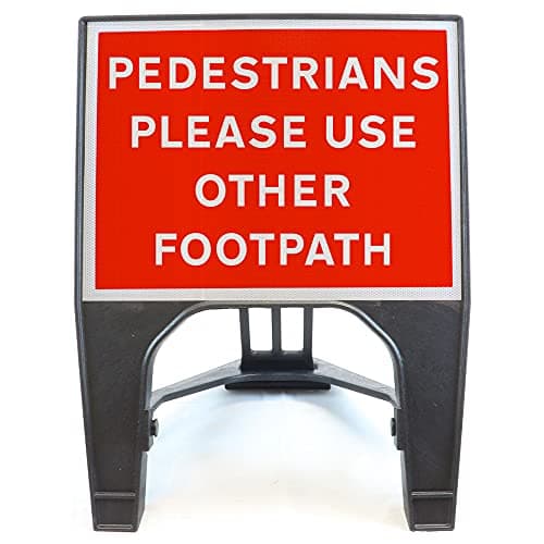 Image of Pedestrians Please Use Other Footpath 600x450mm Road Sign - Plastic Temporary Road Street Traffic Safety Sign for Road and Street Works - Freestanding with Reflective Sign Face