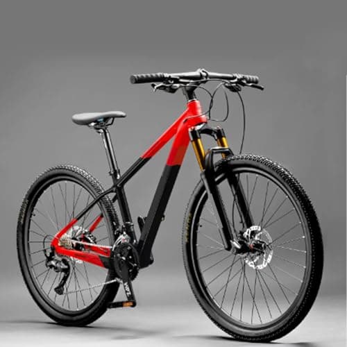 Image of KIBONCY Ultralight Carbon Fiber Mountain Bike, Men's & Women's Off-Road Mountain Bike with Air Suspension, Gearing, and Hydraulic Disc Brakes(C,18-speed)