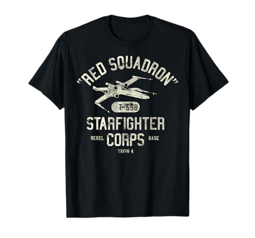 Image of Star Wars X-Wing Red Squadron Distressed Text T-Shirt