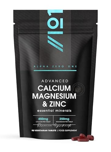 Image of Calcium Magnesium Zinc & Vitamin D3 Tablets - 90 Vegetarian Capsules (3 Months Supply) - Resealable and Recyclable Pouch by Alpha01