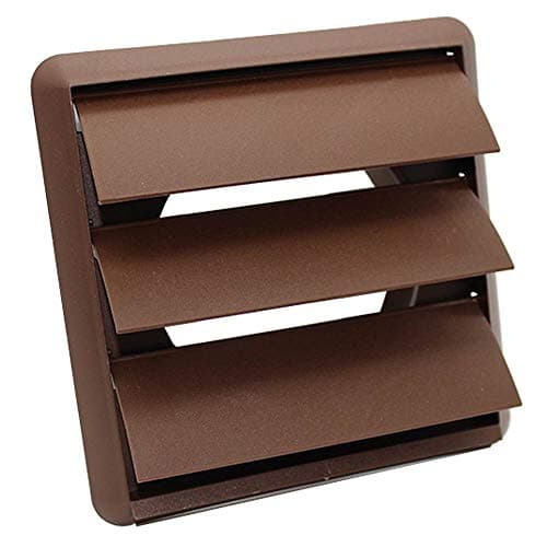 Image of Kair Brown 100mm Gravity Wall Vent Grille - 99.5mm / 4 Inch Round Rear Spigot & 155mm Front Cover - Backdraught Prevention Shutter Flaps