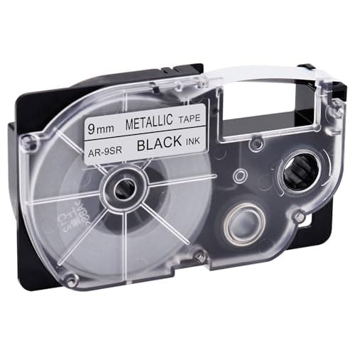 Image of NineLeaf Compatible for Casio Label Maker XR-9SR AR-9SR 9mm x 8m Black on Silver Label Tapes for Casio KL-60 100 120 200 300 750 780 820 2000 7000 7200 7400 8100 8200 P1000 Label Printers