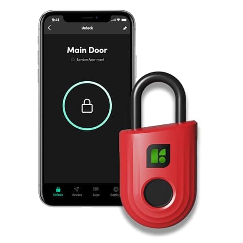 Image of igloohome - Fingerprint Padlock for Gym Locker, High Security Smart Padlock, Digital Lock for Indoors and Outdoors, Safe with High Security, Bluetooth Equipped (Ruby Red)