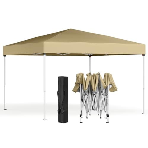 Image of SONGMICS Gazebo 3m x 3m, Pop Up Gazebo, UPF 50+ UV Protection, Drizzle-Resistant Folding Canopy Tent, Portable Outdoor Shade Tent with Carry Bag, for Garden, Patio, Market, Beige GCT102LZ01