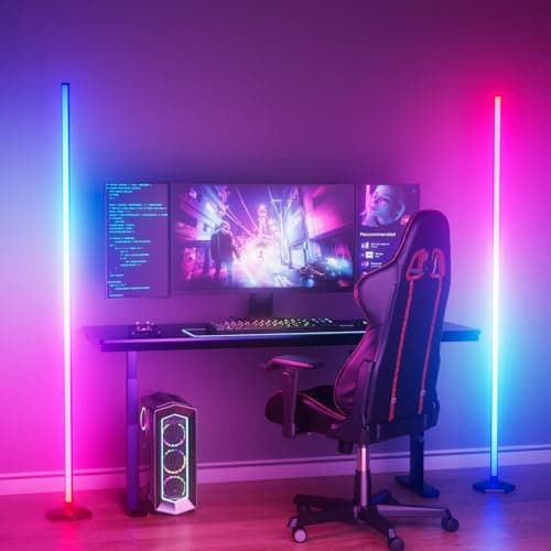 Image of WISIMMALL 2 Pack Led Floor Lamp, RGBIC Corner Floor Lamps for Living Room, Featuring 16 Million Colours & 300+ Preset Scenes - 65" Standing Lamps for Living Room, Bedroom - Mood Lighting With DIY Mode
