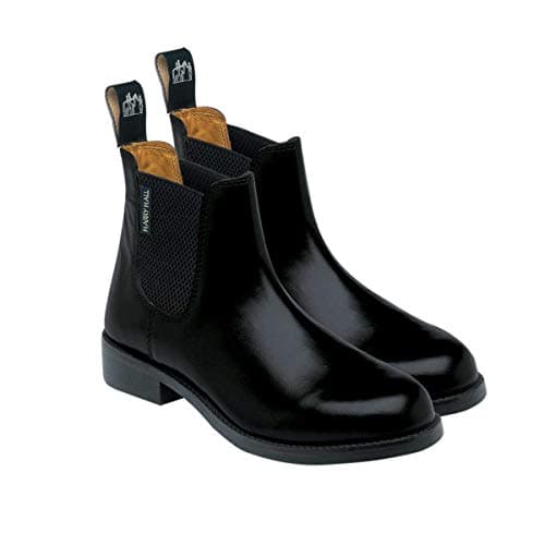 Image of Harry Hall Women's Jodhpur Boot - Leather Lining, Cushioned Sole, Elastic Gusset - Ankle Height for Riding & Competition - Black - Durable Resin Rubber Sole - Size 3