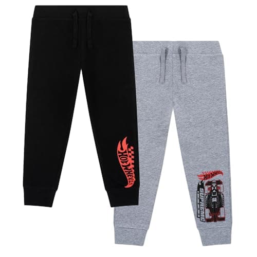 Image of Hot Wheels Boys 2 Pack Joggers – 100% Cotton Tracksuit Bottoms Pack of 2 with Elasticated Waist & Cuffed Ankles (UK, Age, 3 Years, 4 Years, Regular) Multicoloured