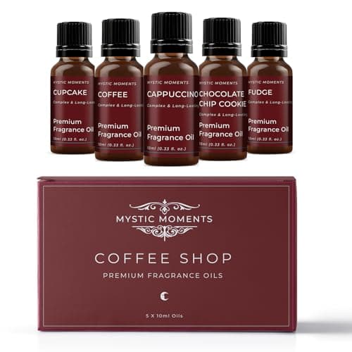 Image of Mystic Moments | Coffee Shop Fragrant Oil Gift Starter Pack 5x10ml| 5 Premium Fragrance Oils – Coffee, Cappuccino, Latte, Vanilla Latte & Mocha | Warm Café Home Ambience