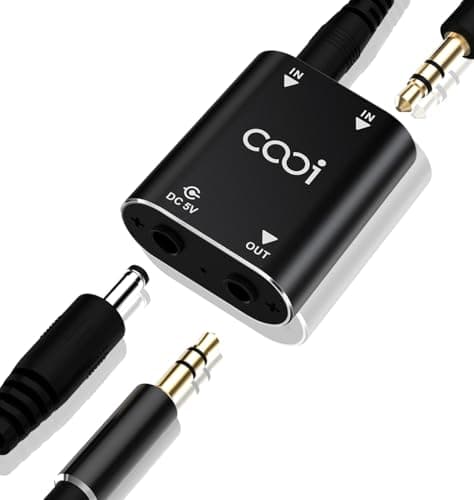 Image of Cooidea 2 Channel Stereo Audio Mixer - Metal Shell, AUX Interface Support 2 In 1 Out Mini Stereo Sound Mixer Includes 1-Meter Audio Cables - For PC, Phone, Laptop, Headphones