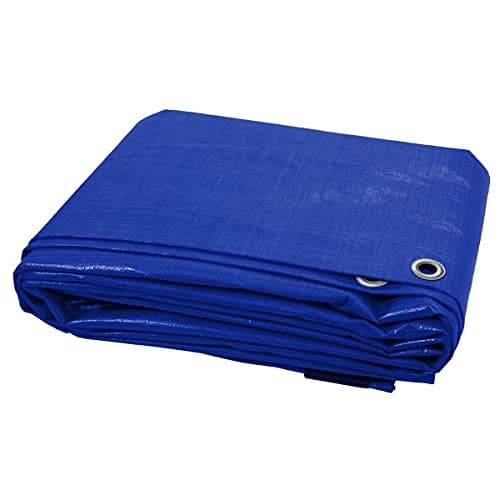 Image of 2 x 2 m Blue Tarpaulin Waterproof Tarp Sheet Cover, Groundsheet - Waterproof, Weatherproof, Frost-Resistant, UV Protection, Universal, Multipurpose, Reinforced Eyelets