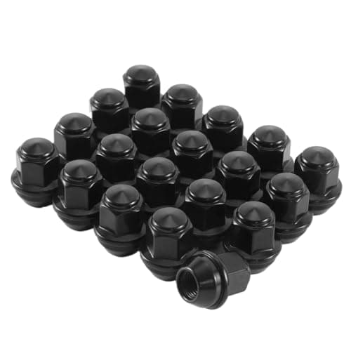 Image of M12x1.5 Lug Nuts Alloy Wheel Nuts M12-1.50 Acorn One-Piece Design 12x1.5 Black 19mm Hex 32mm Long Set of 20 Lug Nut Fits for Ford Focus Ford Fusion Factory Wheels