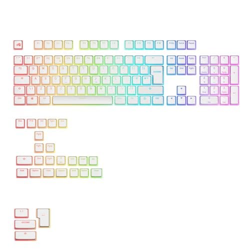 Image of GLORIOUS Gaming - GPBT Aura RGB Keycaps: Pudding Style Keycaps, Double Shot PBT, Translucent Design, Fits 100%, 75% 65% 60% Mechanical Keyboards, Fits ANSI, ISO, White English QWERTY Layout (UK)