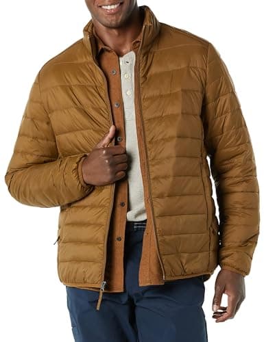 Image of Amazon Essentials Men's Packable Lightweight Water-Resistant Puffer Jacket (Available in Big & Tall), Light Brown, M