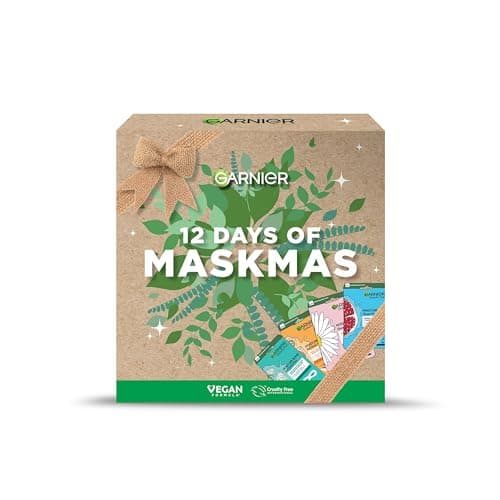 Image of Garnier Face & Eye Mask Gift Set, 12 Vegan Sheet Masks with Vitamin C, Hyaluronic Acid, Lavender, Pomegranate, & Green Tea, Approved by Cruelty Free International, Vegan