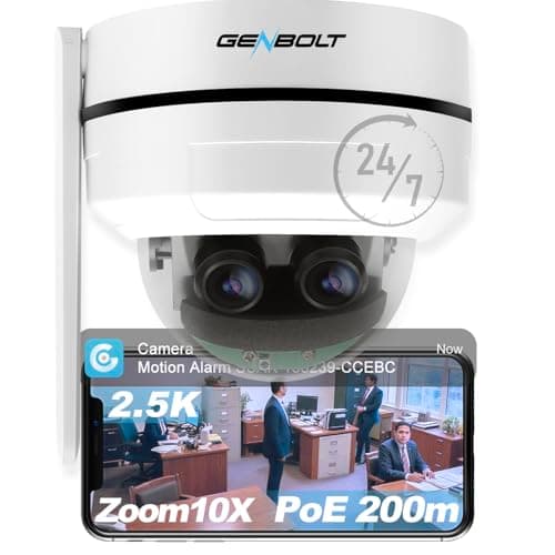 Image of GENBOLT [DC&PoE 2.5K PTZ WiFi Security Camera Indoor and Outdoor with 10X Hybrid Zoom,360° Dual Lens Home Surveillance Dome IP Camera CCTV with Auto Tracking,IK10 Vandalproof IP66 Waterproof