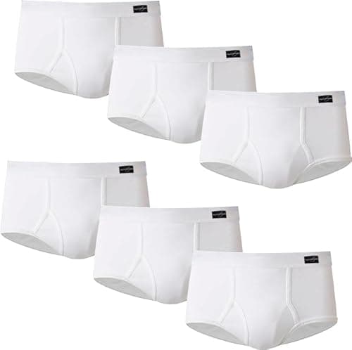 Image of ANDREW SCOTT Men's Cotton Briefs, Soft and Breathable Cotton Underwear with Comfort Waistband, Multipack & Bulk Wholesale, 6 Pack- White, M