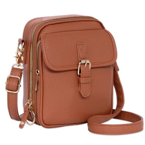 Image of Toptime Cross Body Bag Women, Vintage Brown Phone Bags for Women Crossbody with 10 Card Slots, Versatile Shoulder Bag with Double-ended Zip, Multiple Pockets Small Handbag for Commuting Shopping