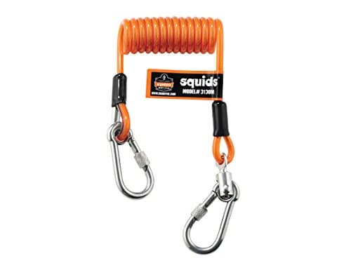 Image of Ergodyne Squids 3130M Coiled Cable Tool Lanyard with Dual Stainless Steel Carabiners, 5 Pounds