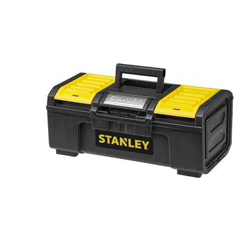 Image of STANLEY 16 Inch One-Touch Tool Box, Heavy-Duty Tool Storage with Removable Tote Tray, Secure Padlock Eye, Easy-Access Organiser Compartments, Compact & Durable Toolbox - 1-79-216