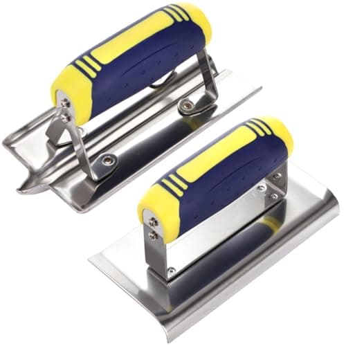 Image of Peohud 2 Pieces Concrete Edging Trowel Set, 6" x 3" Stainless Steel Concrete Edger and Groover, Masonry Cement Finishing Kit for Smoothing, Cutting, Concrete Finishing Trowel Tools