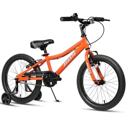 Image of AVASTA 18 inch Kids Bike for 5 6 7 8 Years Old Little Kids Boys Girls with Dual Handbrakes & Kickstand and Adjustable Seat,Orange