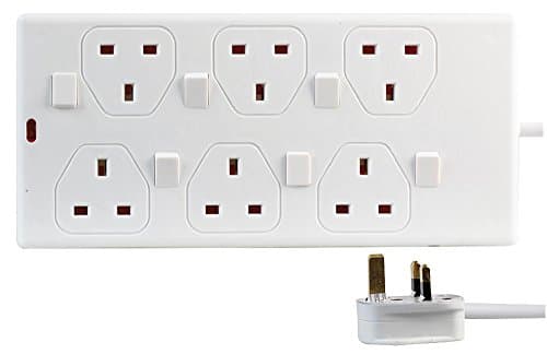 Image of PRO ELEC PEL00030 6 Gang Individually Switched Extension Lead 3m, White