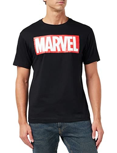 Image of MARVEL Men's Marvel Comics - Core Logo T Shirt, Black, M UK