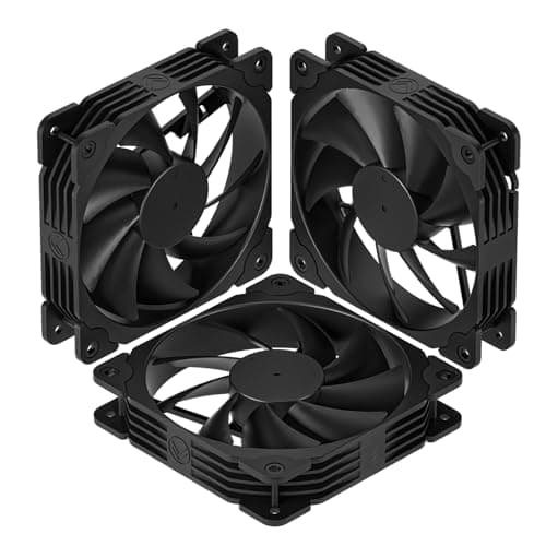 Image of Vetroo 3 Pack Black 120mm PC Case Fans High Airflow Low-Noise High Performance Fan Speed at 1200 RPM 12V 3PIN Connector Compatible with Desktop Computer case