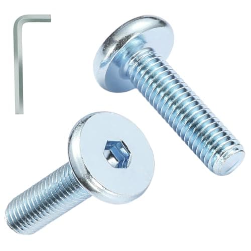 Image of AMLOOPH M8 Bolts, M8 x 40mm Hex Socket Large Flat Head Carbon Steel Fully Threaded Furniture Screws/Bolts for Chairs, Cots, Beds and Tables (Pack Of 12- and a Wrench)