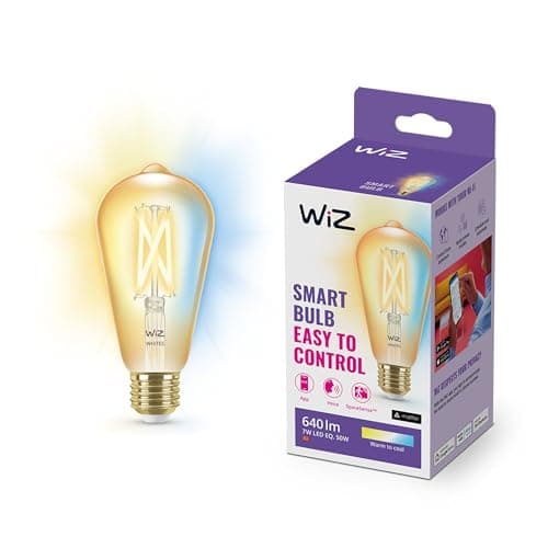 Image of WiZ Tunable [E27 Edison Screw] Smart Connected WiFi ST64 Light Bulb. 50W Warm to Cool White Light, App Control for Home Indoor Lighting, Livingroom, Bedroom.