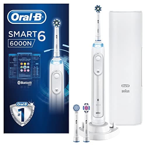 Image of Oral-B Smart 6 Electric Toothbrushes For Adults, App Connected Handle, 3 Toothbrush Heads & Travel Case, 5 Modes, Teeth Whitening, 2 Pin UK Plug, 6000N