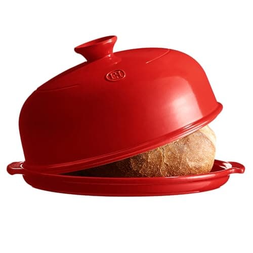 Image of Emile Henry Made in France Bread Cloche 13.2 x 11.2 Inches Burgundy
