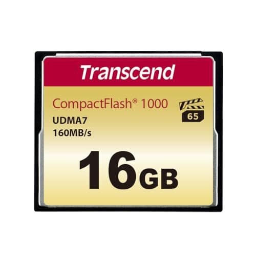 Image of Transcend 16GB CompactFlash 1000 Memory Card, Up to 160/120 MB/s, Supports High-Speed Ultra DMA Transfer Mode 7, Ideal for Ultra-High Resolution Full HD, 3D and 4K UHDTV Video Recording TS16GCF1000