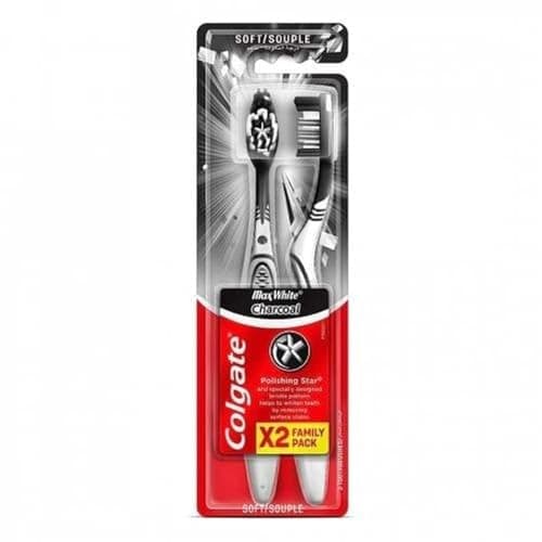 Image of Colgate Max White Charcoal Whitening Soft Toothbrush, 2 Pack