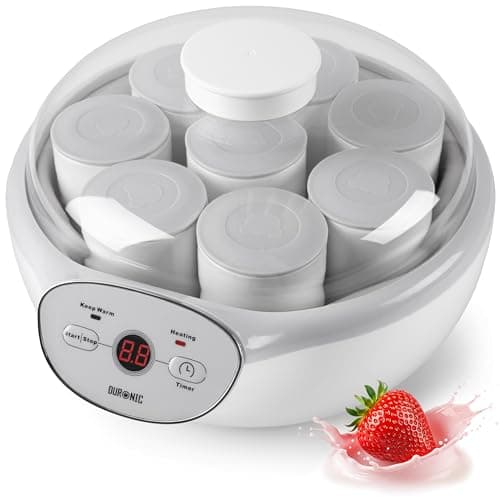Image of Duronic Yoghurt Makers YM2 Electric Yogurt Maker with Eight 125ml Ceramic Pots Digital Yogurt Making Machine for Homemade Natural Greek Yoghurt 20W Cheese Maker for Healthy Breakfast Protein Snack