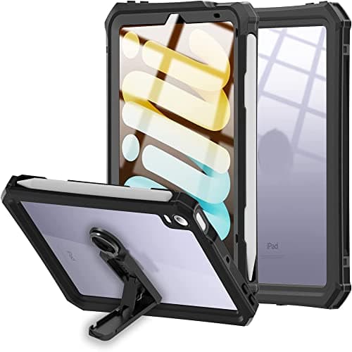 Image of ShellBox Case Defender Series Case for 8.3 inch Apple iPad mini 6th Gen [ONLY],Build in Screen Protector case with Magnetic Pencil Holder/Fingerprint Unlock,Black