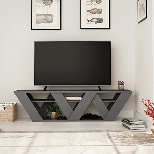 Image of HOCUS PICUS Modern TV Stand for up to 65-inch TVs, Tv Stand Media Unit, Tv Console, 2 Tiers Unit Component for Storage Shelf for Living Room, Bedroom etc. with Multi Colour Option (Anthracite)