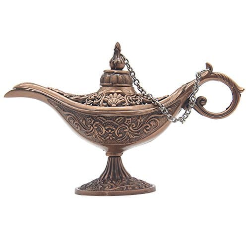 Image of AVESON Classic Vintage Collectable Rare Legend Hollow Aladdin Magic Genie Costume Lamp Home Table Decoration & Gift, Small, Copper