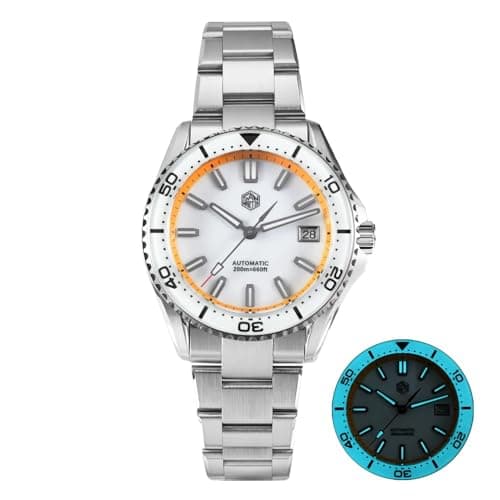 Image of San Martin 2025 New Enamel Dial Full Luminous 39mm Dive Watch Luxury Men Watch NH35 Automatic Mechanical Waterproof 200m SN0129 (Enamel White-White)