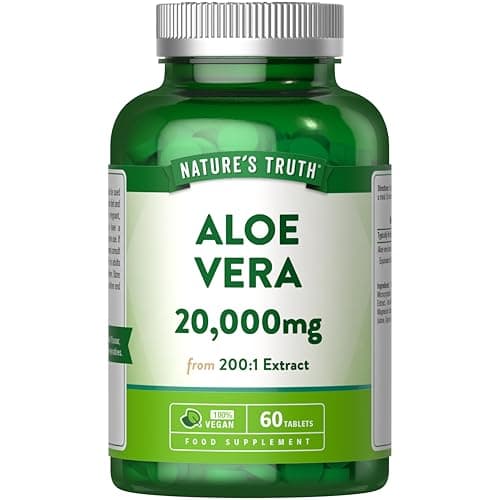 Image of Aloe Vera Tablets 20,000mg | High Strength One-A-Day Formula | Aloe Vera Plant Extract | 60 Tablets | Vegan | Nature's Truth