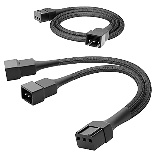 Image of KabelDirekt – 60cm 3-pin fan extension cable + 15cm 3-pin fan to 2 x 3-pin Y-cable