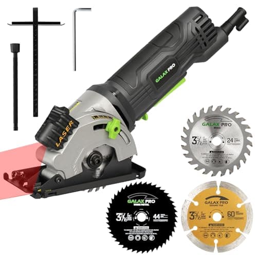 Image of GALAX PRO Mini Circular Saw, 580W 3500 RPM Maximum Cutting Depth of 28.5mm, Three Pieces of 85mm Saw Blades, Equipped with Laser Guide Rails, Suitable for Wood, PVC and Other Materials