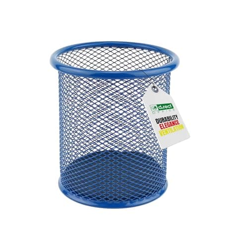 Image of LEVIATAN Metal Pencil Holder | Round Metal Pen Holder | Multifunction Mesh Pen Pot | Perfect for School, Office, Home | Ø 91mm | Blue